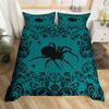 Black White Spider Web Duvet Cover Queen Halloween Gothic Bedding Set for Boys Adults Room Decor Hippie Floral Comforter Cover