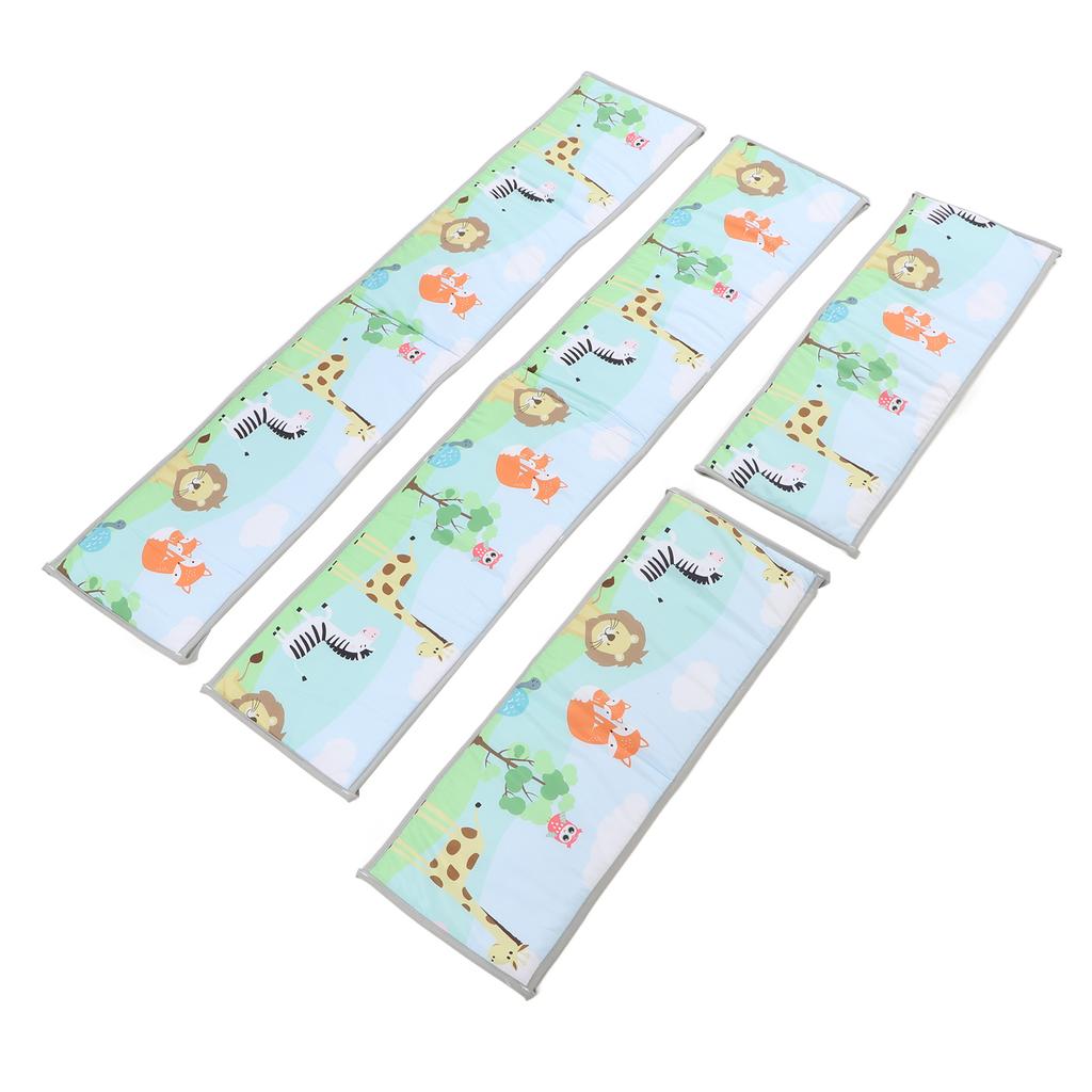 4Pcs Baby Bed Rail Heightened Anti Collision Guard Rail Toddlers Solid Color Printing Bed Side Soft