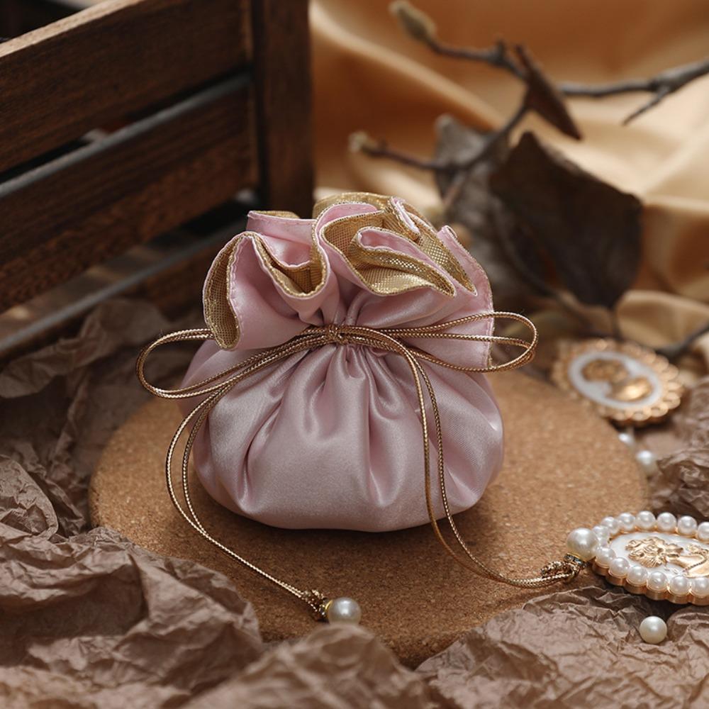 4Pcs Portable Candy Packaging Bags Exquisite Velvet Storage Bag Reusable Drawstring Bag  Party Decor