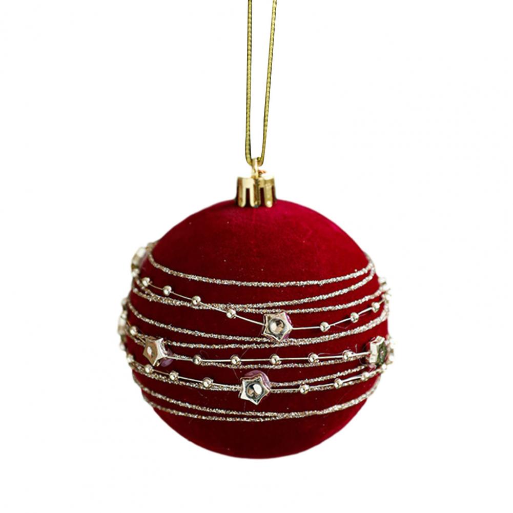 Christmas Ornaments Red Flocking Bell Wreath Snowfall Elk Pendant Snowy Winter Decor for Tree Hanging