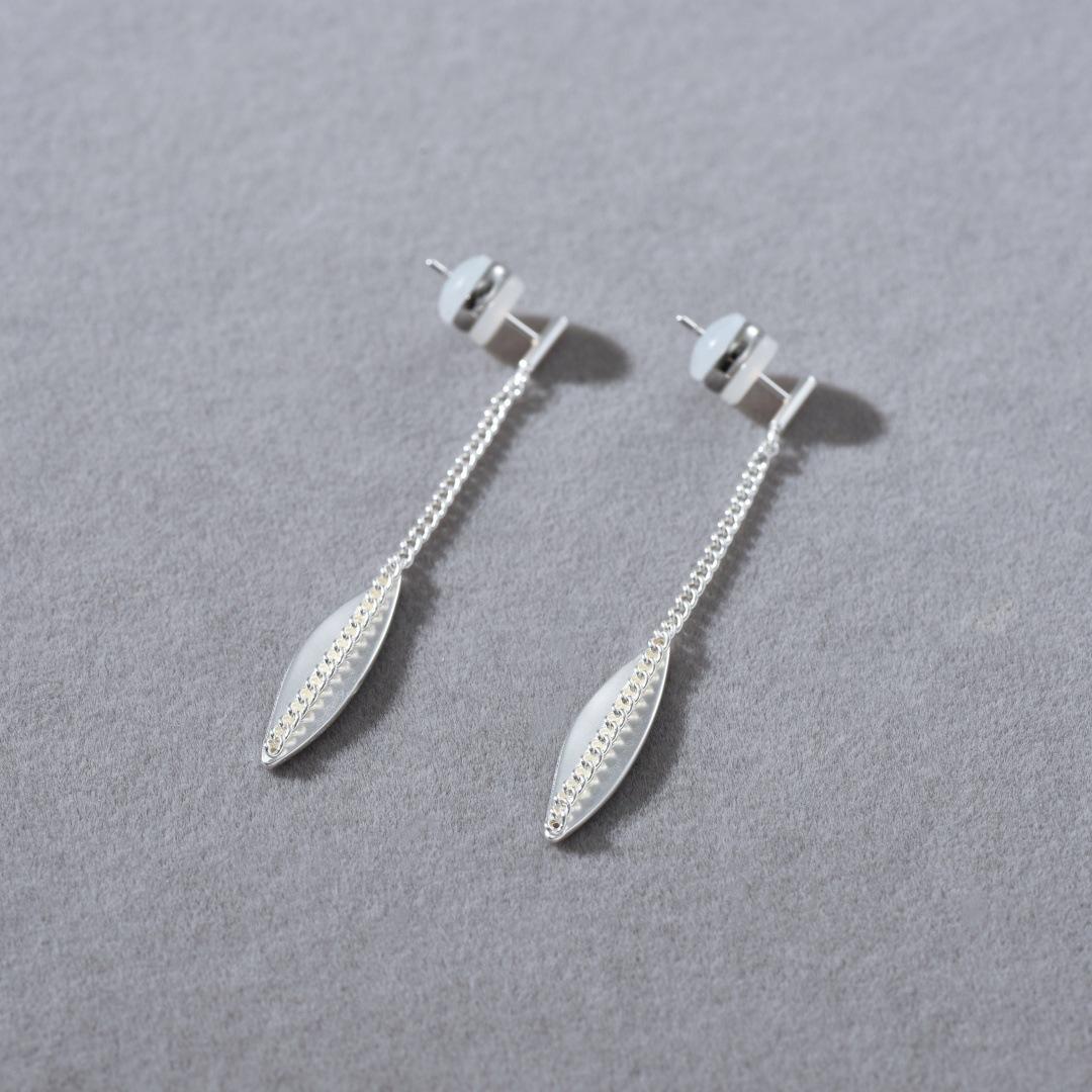 Уникальные серьги-подвески с бахромой в виде листьев ивы, серьги с серебряной иглой S925, подвеска-ожерелье с бахромой в виде Y-образного листа