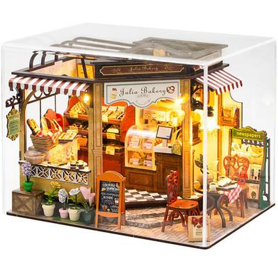 Moin Moin Dollhouse Miniature DIY Kit Set Scale Julia European Antique Retro Realistic Bread LED Light Acrylic Case [English Instructions] 1/24