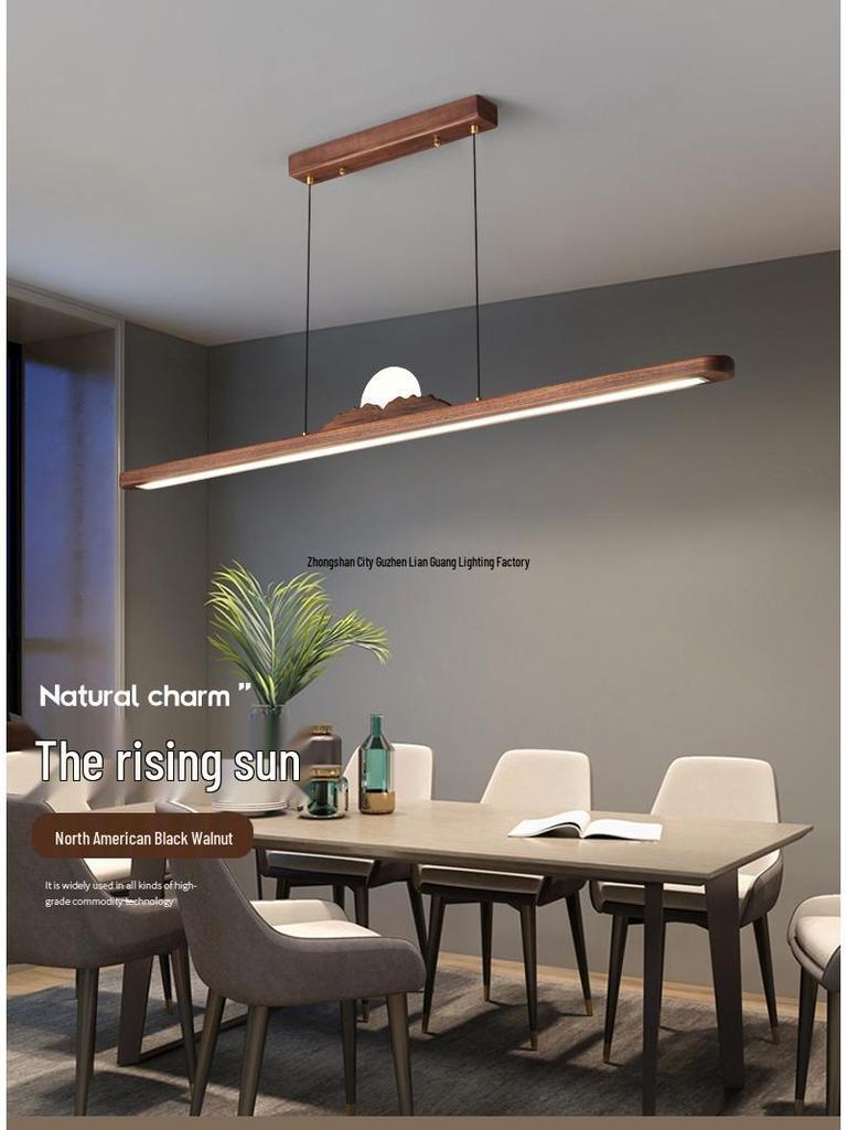 Zen Designer Tea Room Chandelier with Black Walnut and Copper