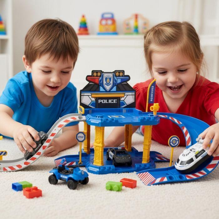 Construction Toy - SHOP-STORY - Police Garage - 40 Pieces - 1 Car Included - 2 Levels