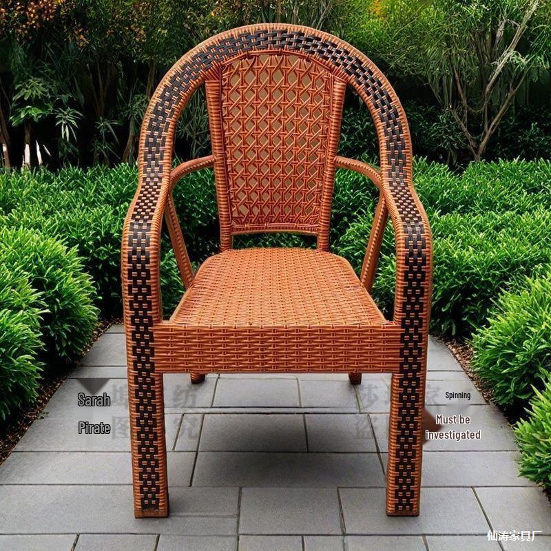 Extra-Thick Rattan Chair for Outdoor or Indoor Terrace Leisure