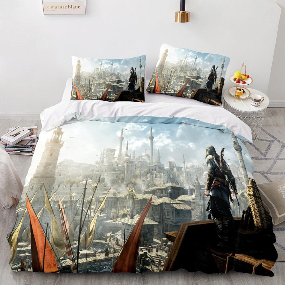 New Game A-Assassin S Creed Art Duvet Cover Pillowcase Bedding Set Kids Boy Bedroom Decoration Gift Single Double Large Size