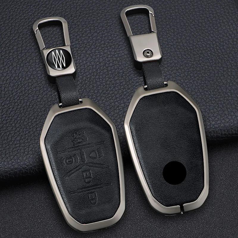 Lega di Zinco+Pelle Custodia Protettiva per Portachiavi Smart Auto Guscio Protettivo Adatta per Ssangyong G4 Rexton Portachiavi Auto Styling Accessori Auto