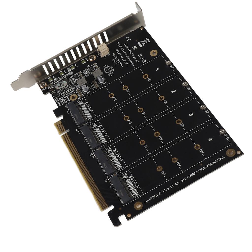 Placa Adaptadora 4 Portas M.2 NVMe SSD para PCIE X16 M Key Conversor Leitor de Disco Rígido Placa de Expansão PH44