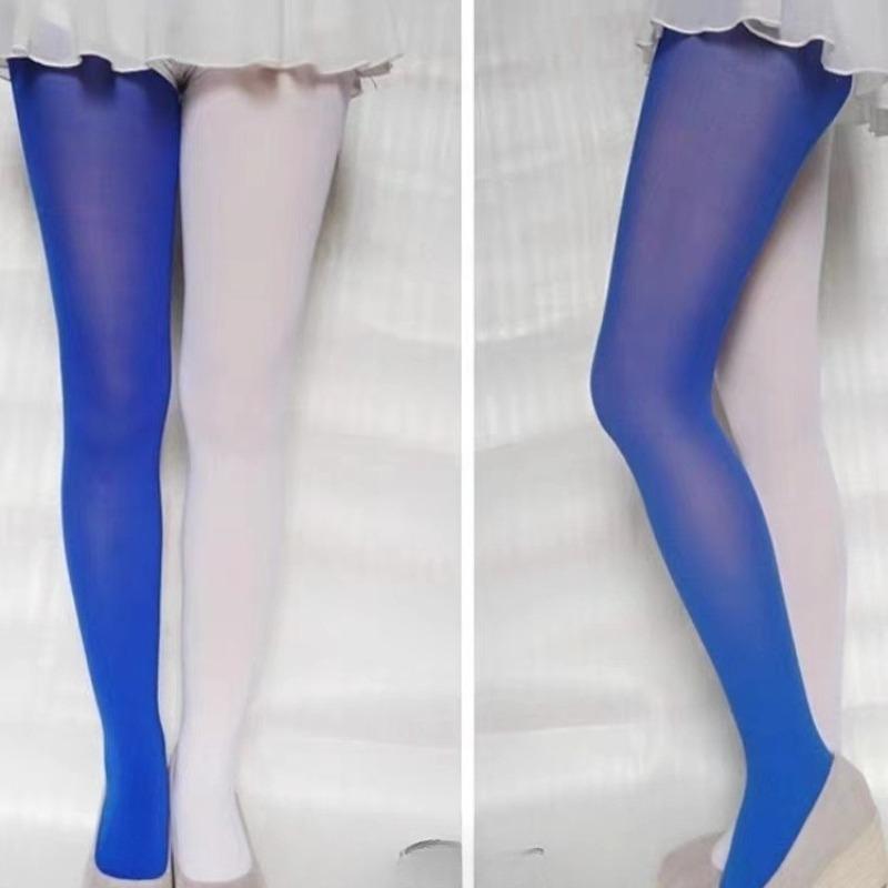 

Women Colorblock Tights Pantyhose Gothic Style Punk Christmas Halloween Elastic High Waist Leggings Stockings Autumn One Size