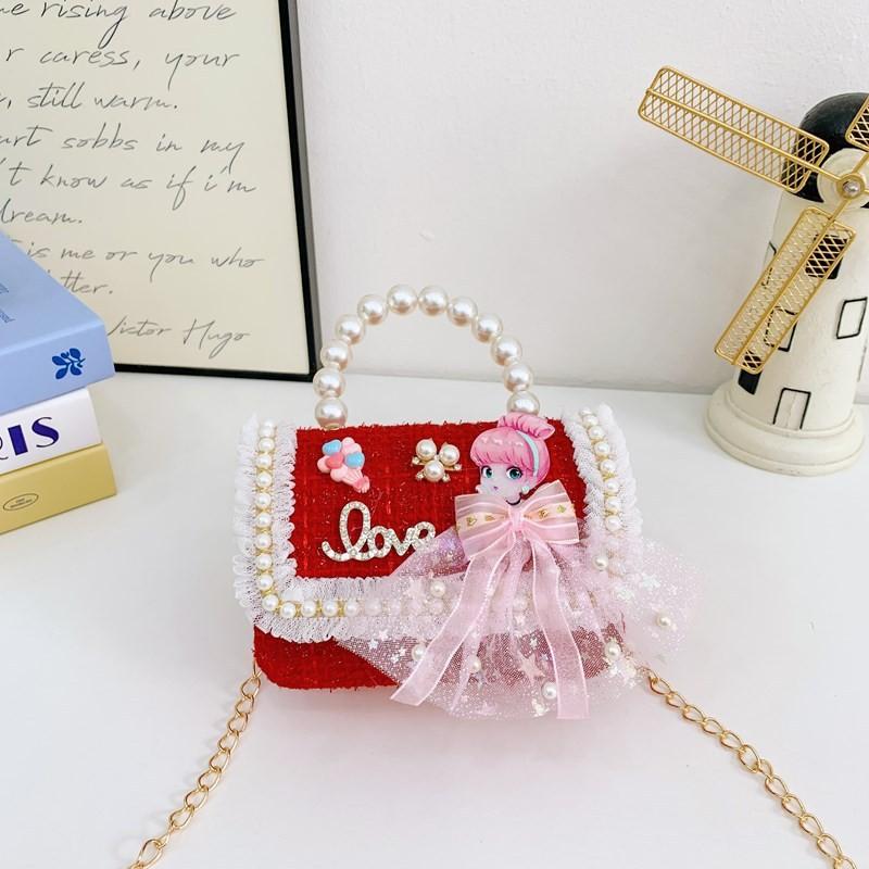 Lightweight Pearl Charming Shoulder Bag For Girls Featuring Cute Princess Design