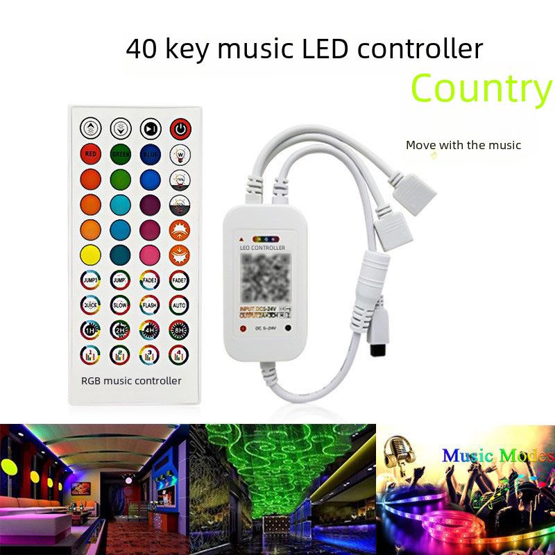40-Key RGB Bluetooth Music Controller: App-Controlled, Sound-Activated LED Light Strip