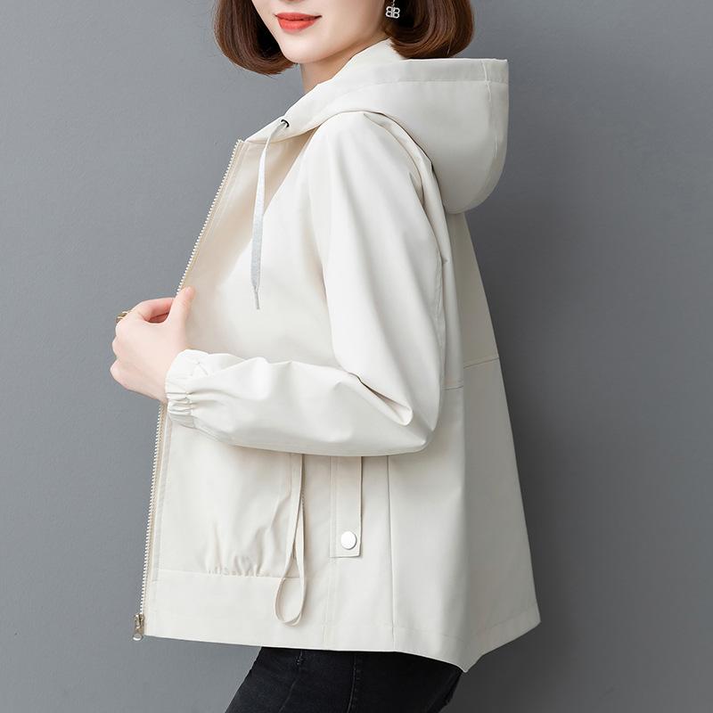 

Короткая куртка для женщин, весенняя повседневная куртка с капюшоном, кардиган сверху M покинуть белый