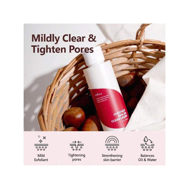 Isntree Chestnut BHA 2% Clear Liquid 100ml | Mild Exfoliant | Pore Tightening | Removes Dead Skin Cells | Korean Skincare