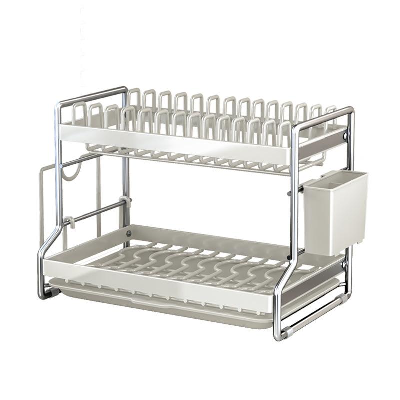 Dish Bowl Drainer Storage Rack Kitchen Organizer with Drain Basket Kitchen Dish Drying Rack Cutlery Storage with Drain Rack