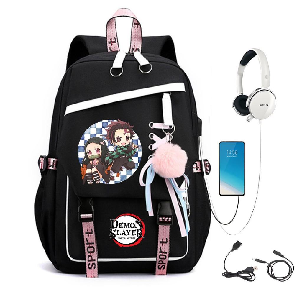 Peripheral Spine Backpack Strap Usb Multifunctional Student Schoolbag Animation Cartoon Children'S Backpack