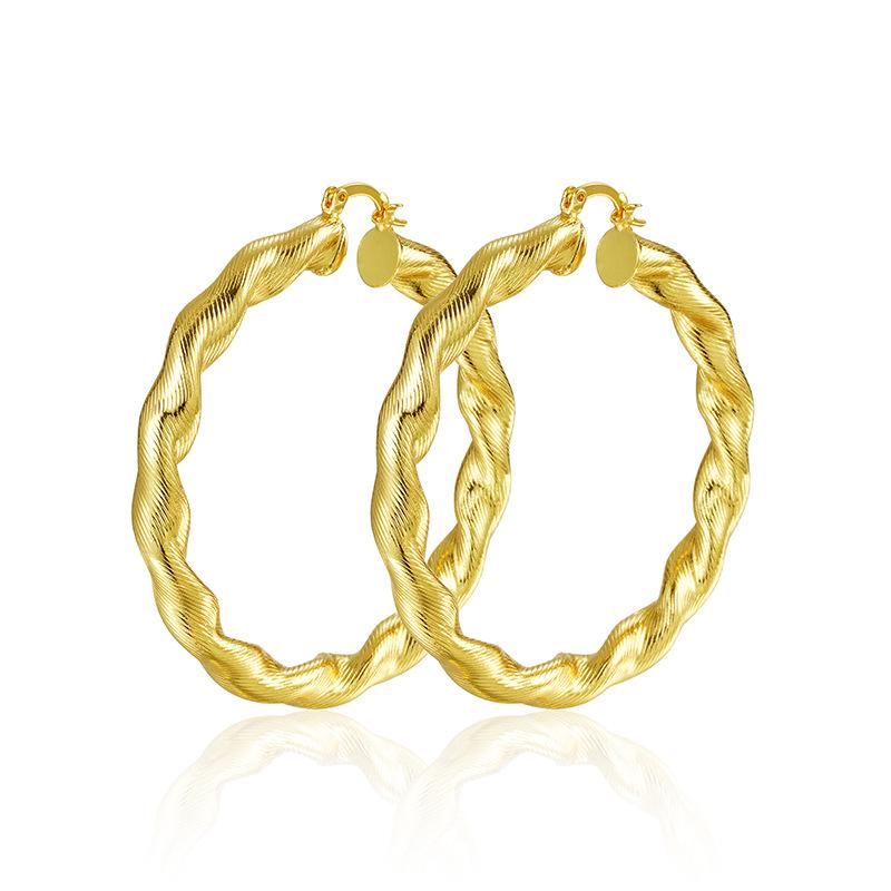 Gold & Silver Twisted Hoop Earrings for Women - Stylish Light Luxury Fashion Accessory