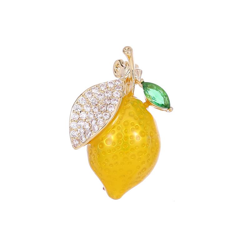 

Summer fruit series clothing accessories cardigan V-neck anti glare waist fixed clothes pin pear lemon small brooch золотой