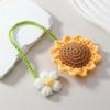Multipurpose Handmade Crochet Sunflower Car Rearview Mirror Decoration Charm Ornaments Auto Interior Accessories Car Decor