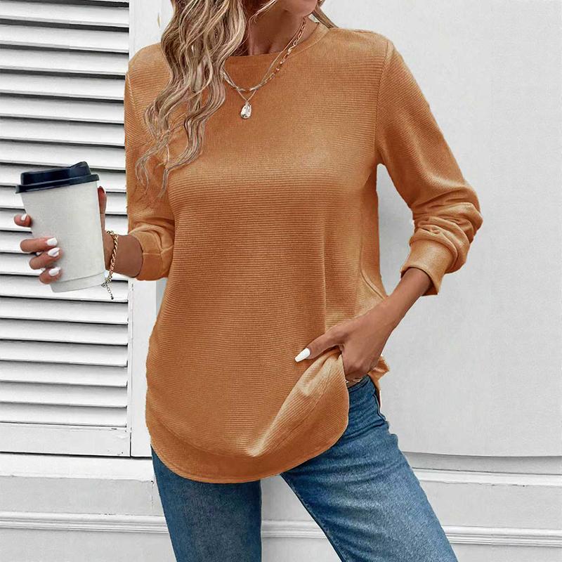 Felpa Oversize da Donna Autunno Inverno 2025 Colore Unico Girocollo Manica Lunga Chic Casual