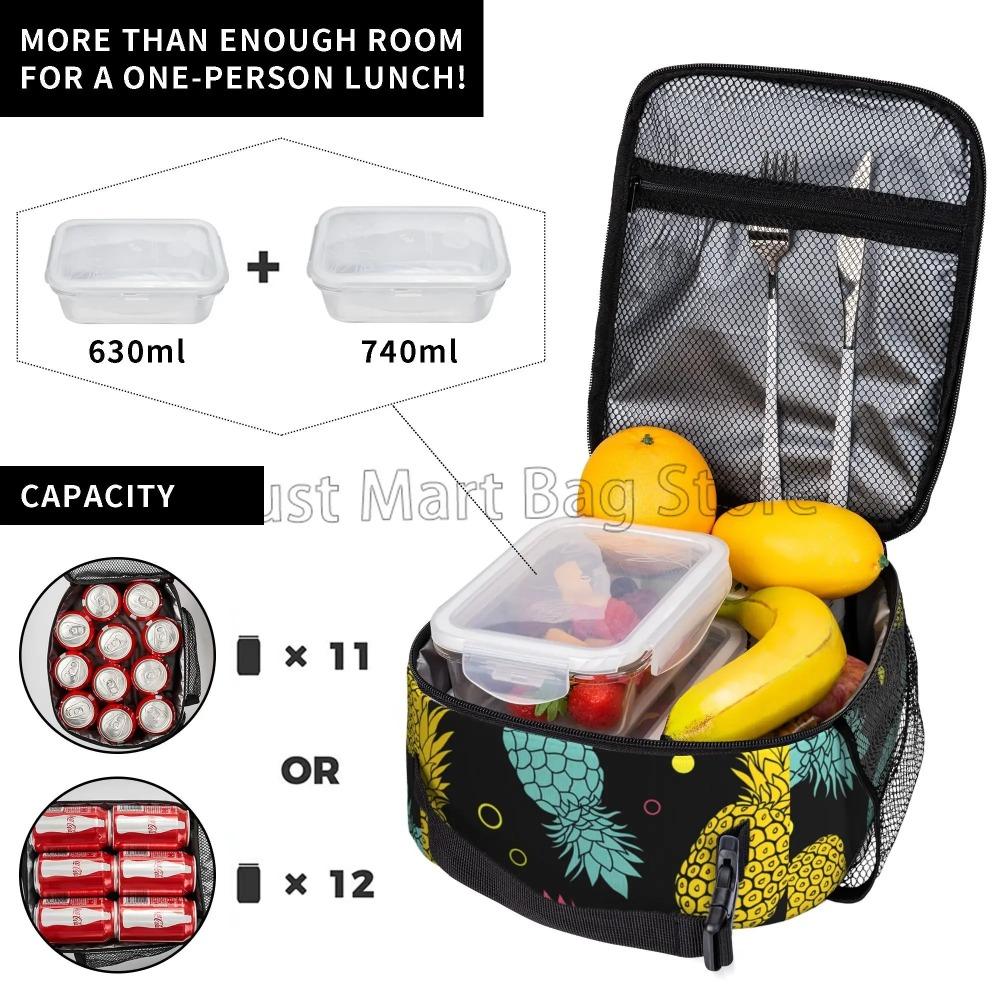 Pineapple Insulated Lunch Box Cute Kids Reusable Leakproof Cooler Lunch Tote Bag for Girls Boys Women School Work Picnic Beach