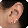 3pcs Set Exquisite Trend Gold Color Stainless Steel Irregular Geometry Rhombus Inlay Zircon Stud Earrings for Women Jewelry Sets