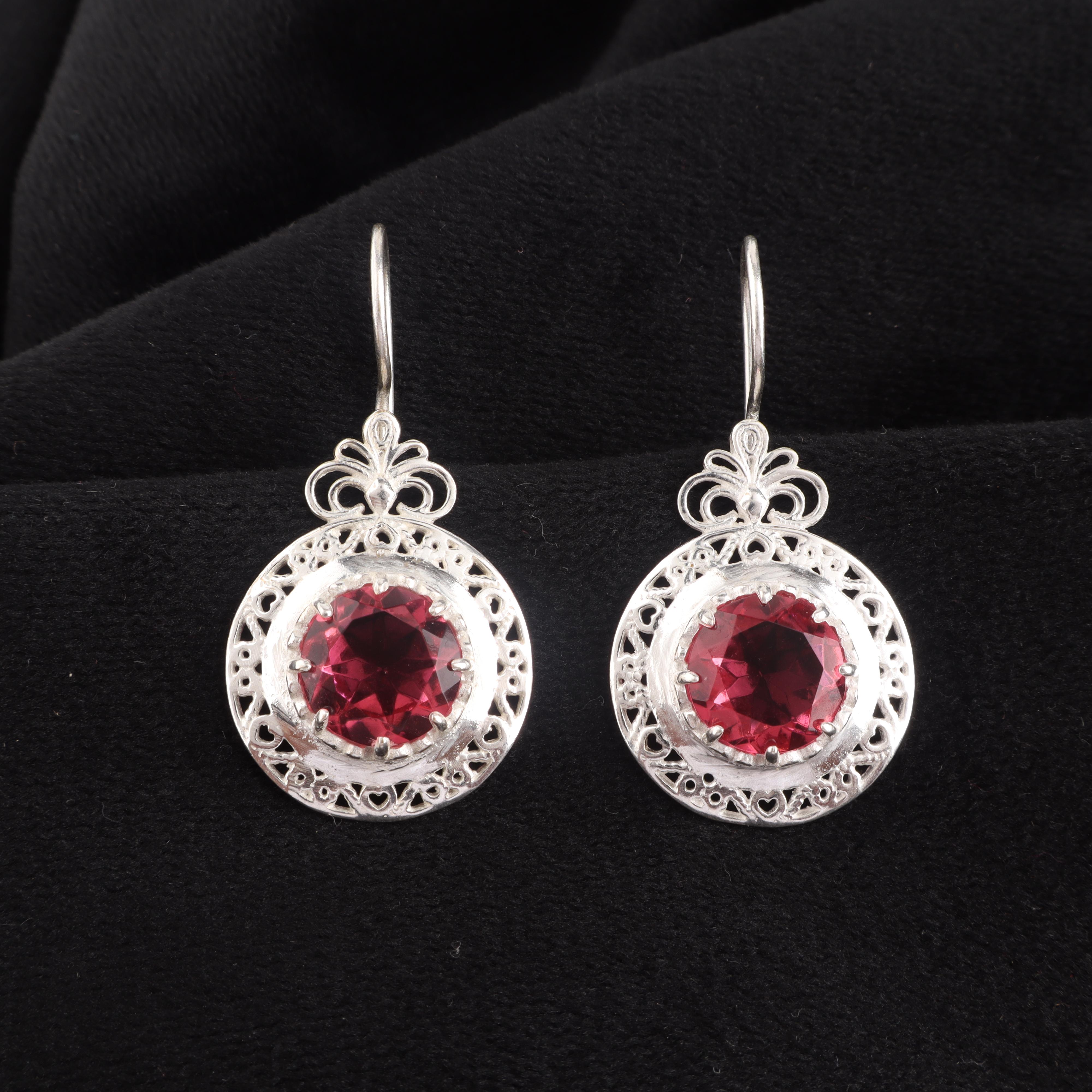 

Серьга с розовым турмалином, серебро 925 пробы, украшение с турмалином, подарок на месяц рождения в октябре, вечерняя подвеска CE-25-6