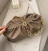 New Women's Soft Leather Thick Chain Cloud Shoulder Bag