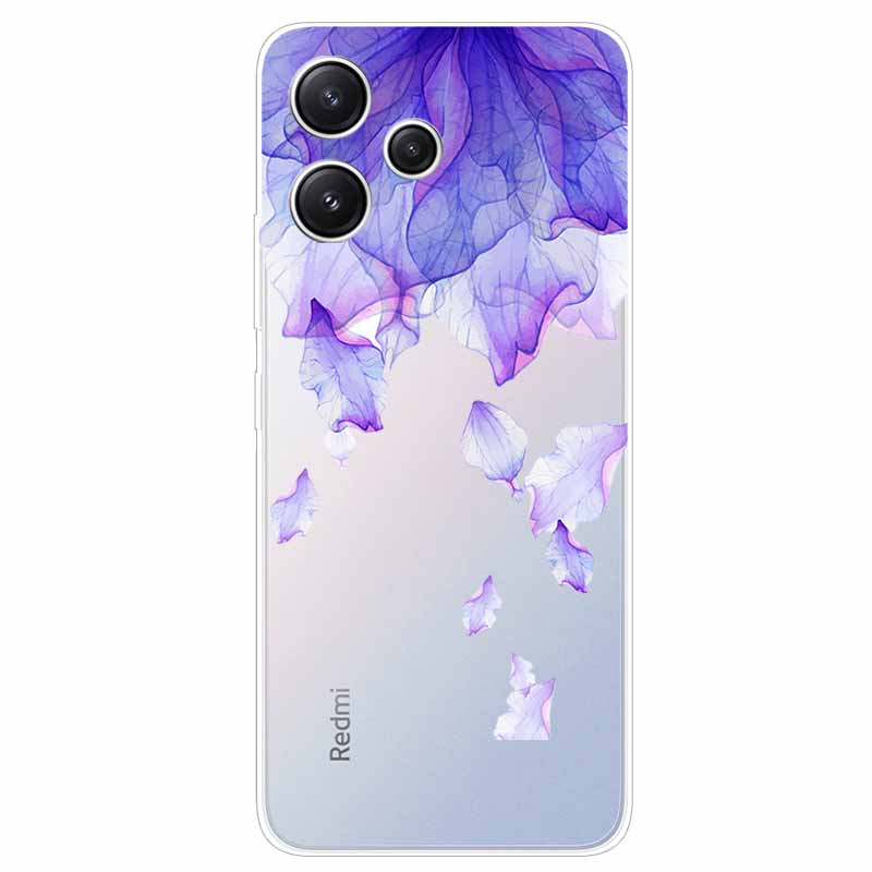 For Xiaomi Redmi 12 Case Flowers Clear TPU Silicon Funda Capa On for Redmi 12 4G / Redmi12 5G Soft Covers Transparent Coque Bags