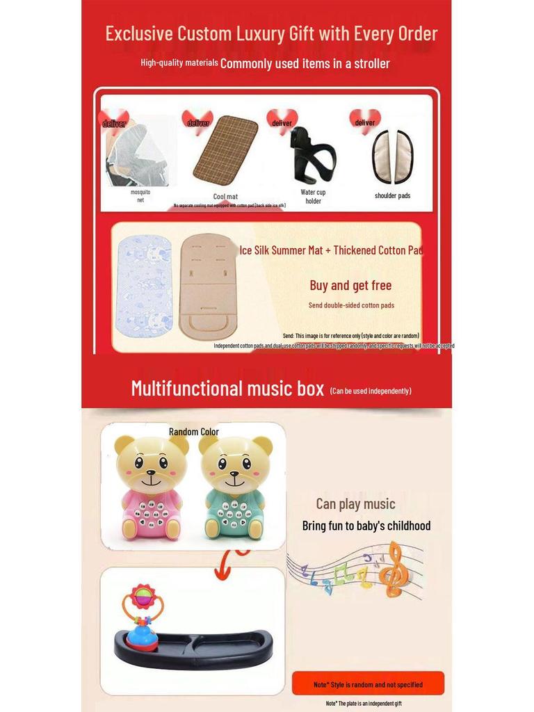 Reversible Foldable Baby Stroller with Shock-Absorbing Wheels and Large Sleep Basket