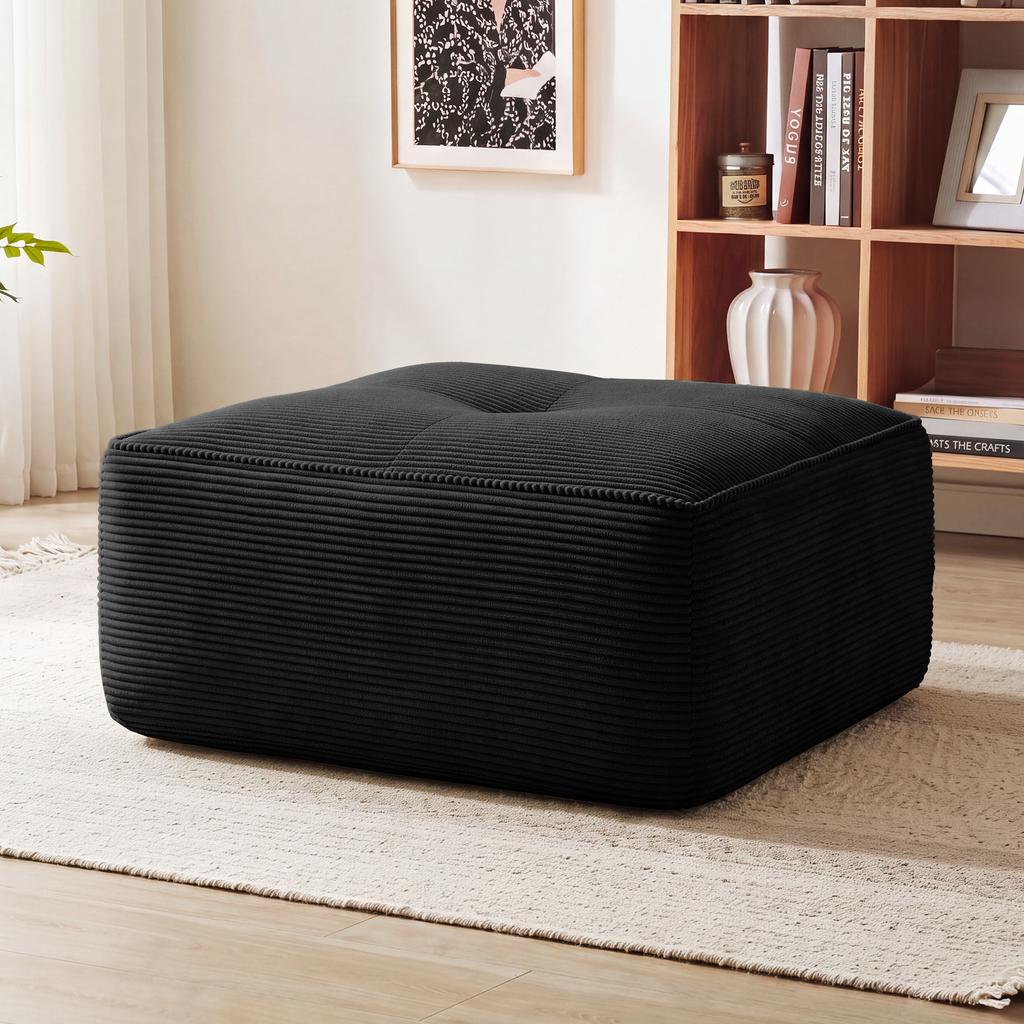 Cordelia Ottoman Corduroy -Black