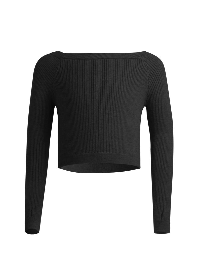 Daydance Adult Ballet Ballet Dance Ballet Wrap Pullover Sweater for Size L Sweater, Women's Warm-Up Sweater, Leotards, Black,