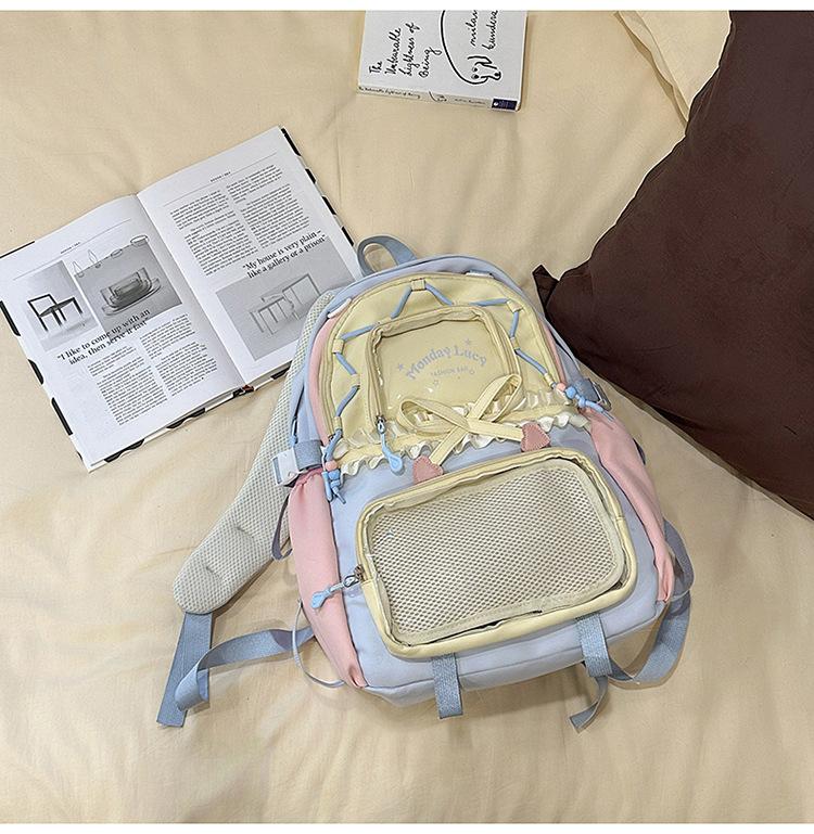 College Schoolbag Female Junior High School Student Cute Sweet Contrasting Color Large Capacity Backpack Student Backpack Trendy Fashion