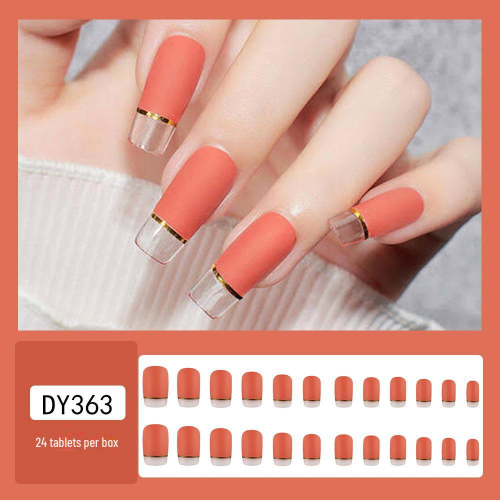 Reusable Blush Nail Art Set: 24 Detachable Wearable Nail Stickers
