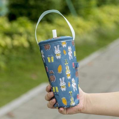 Portable Cartoon Milk Tea Cup Set with Insulated Handheld Bag