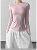 2025 Winter Women's Slim Fit Plus Velvet Long Sleeve Round Neck T-shirt
