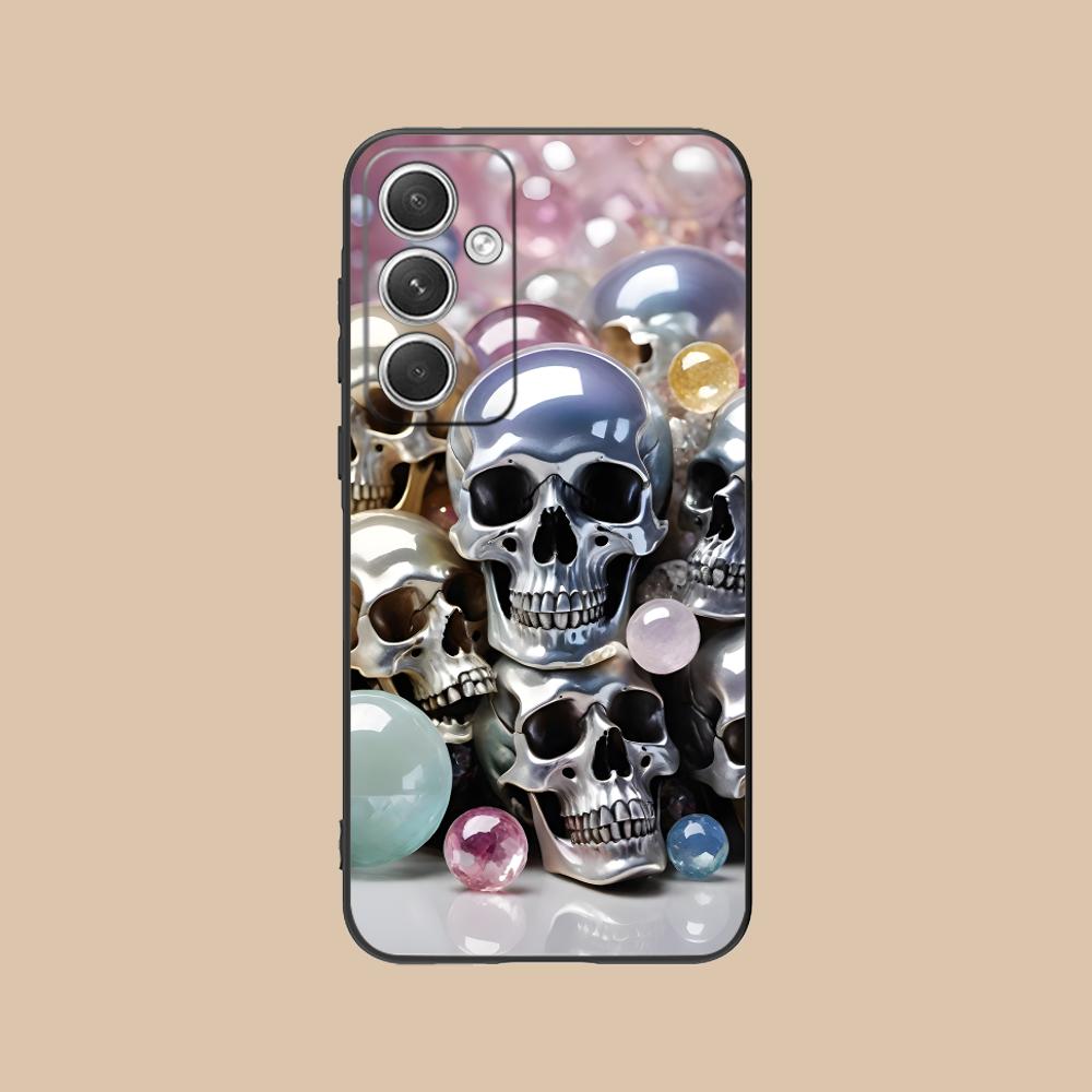 

Silver Skull Matte TPU Mobile Phone Case for Samsung Galaxy S26 S25 S24 S23 S22 S21 S20 Note20 Plus FE Ultra Colorful Cover Galaxy Note20