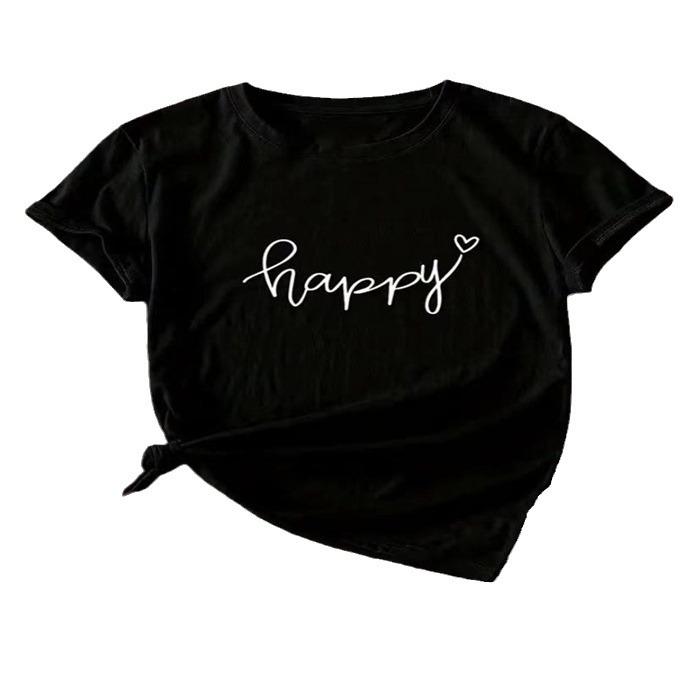 Short-sleeved T-shirt European and American summer new women's fashion casual home commuting versatile round neck short-sleeved T-shirt