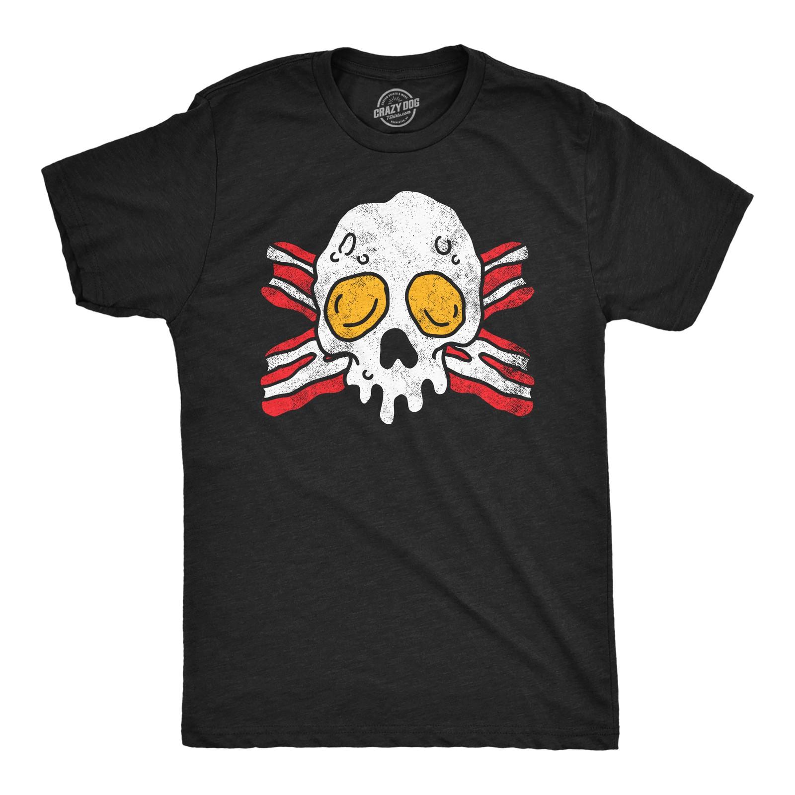 Mens Funny T Shirts Bacon and Eggs Skull Breakfast Graphic Tee for Men S разноцветный
