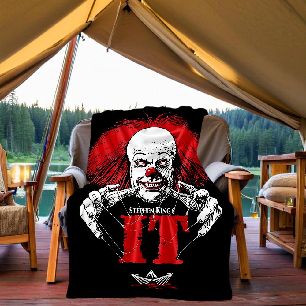 

Clown Horror IT Outdoor Flannel Throw Blanket - HD Printed Lightweight Soft Warm All-Season Blanket for Sofa, Bed, Travel, Camping 1203063 80x120cm(31x47inch)