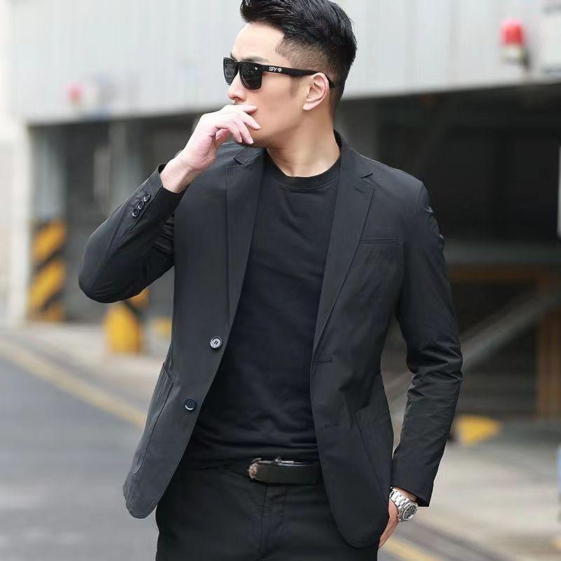 Весенние мужские деловые повседневные легкие блейзеры модная британская куртка L чёрный