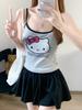 #Summer New Sweet Wind Cartoon Print Splicing Contrasting Color Sling Vest Slim Fixed with Chest Pad