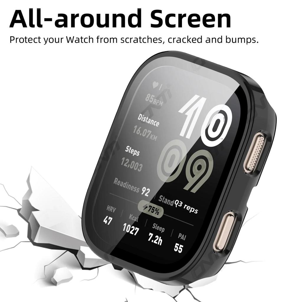 Vidrio+Funda para Amazfit Bip 6 Protector de Pantalla de Vidrio Templado y Parachoques Protector de PC Duro para Accesorios Amazfit Bip6