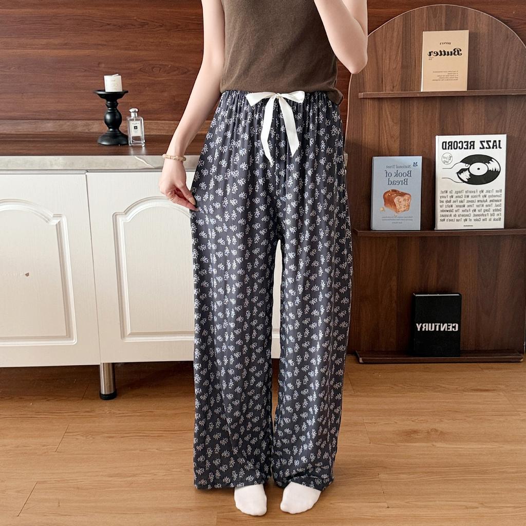 Lyersay Cotton and Silk Wide-leg Pants, Pajama Pants, Walking Pants, Loose and Casual, Can Be Worn Outside, Large Size 10 Women's Thin Trousers