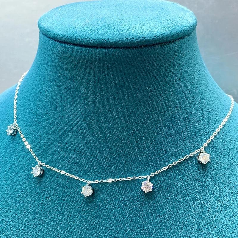 S925 Sterling Sliver 2.5-5CT VVS1 D Color Real Moissanite Chain Necklaces for Women Wedding Fine Jewelry Drop Shipping