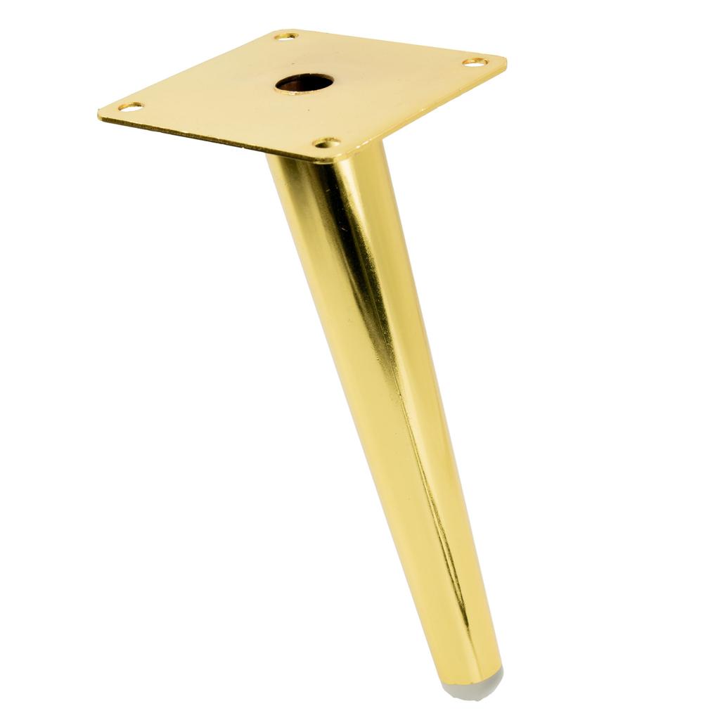 Furniture leg, oblique gold pin, height 18 cm