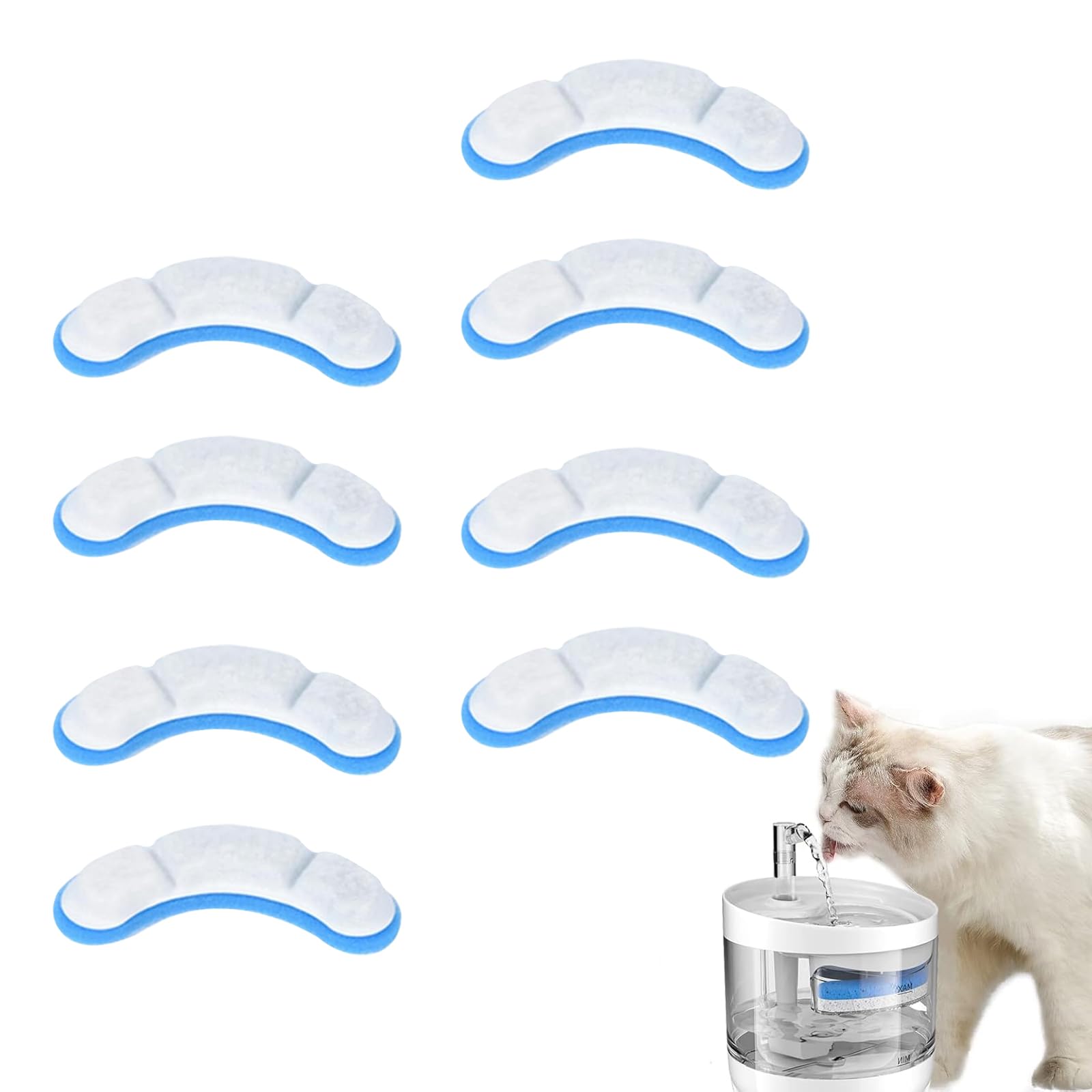 

TVETE Cat Water Filter Water softening filter for cats and for automatic pet water easy to filter resin activated safe and clean [8 pieces] dogs,