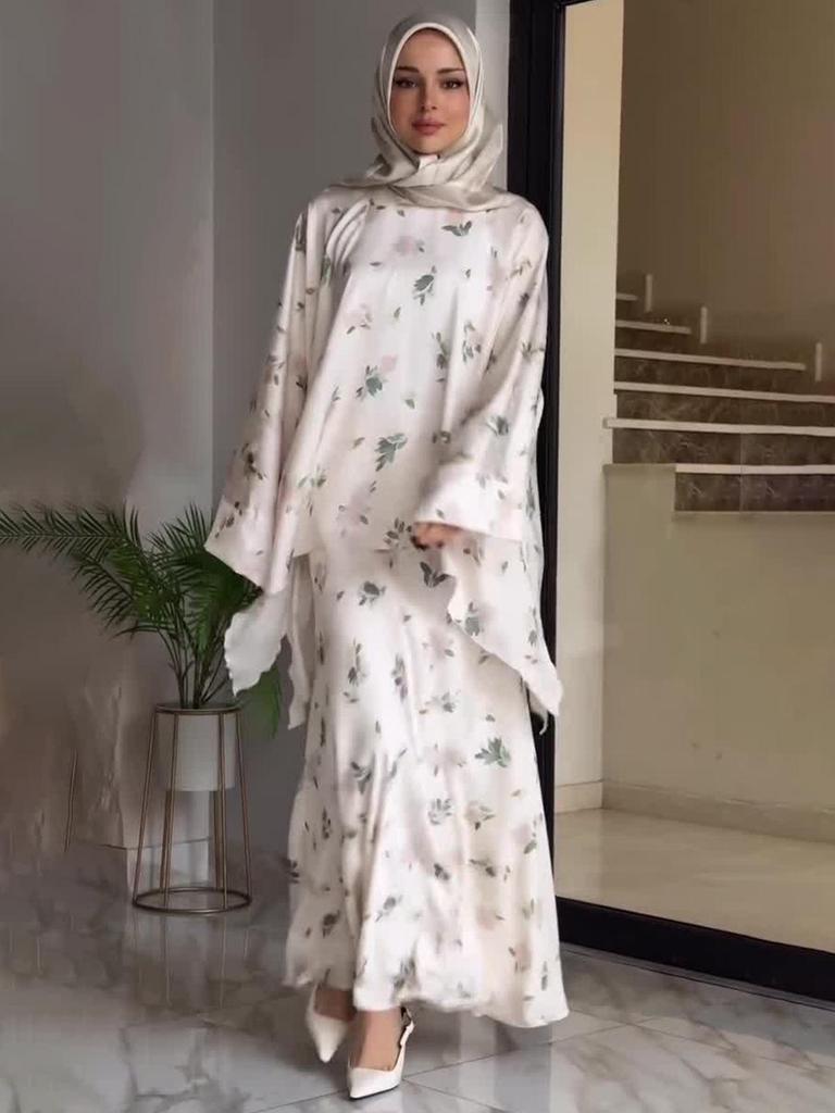 Women's Casual Printed Long Robe Dress Set - European American Spring/Summer 2025 Collection