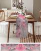 Pink Marble Linen Table Runners Modern Abstract Geometric Grey Table Runner Washable Holiday Wedding Party Dining Table Decor