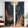 Deer Curtain - Vintage Blackout Curtains with Majestic Deer & Starry Night Forest Design    Polyester Machine Washabl