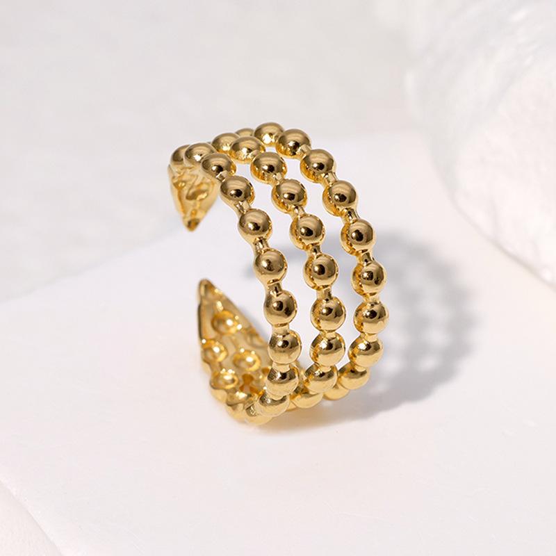 18K Gold Plated Stainless Steel Open Ring: Simple, Versatile, Niche Design, Colorfast Titanium Steel